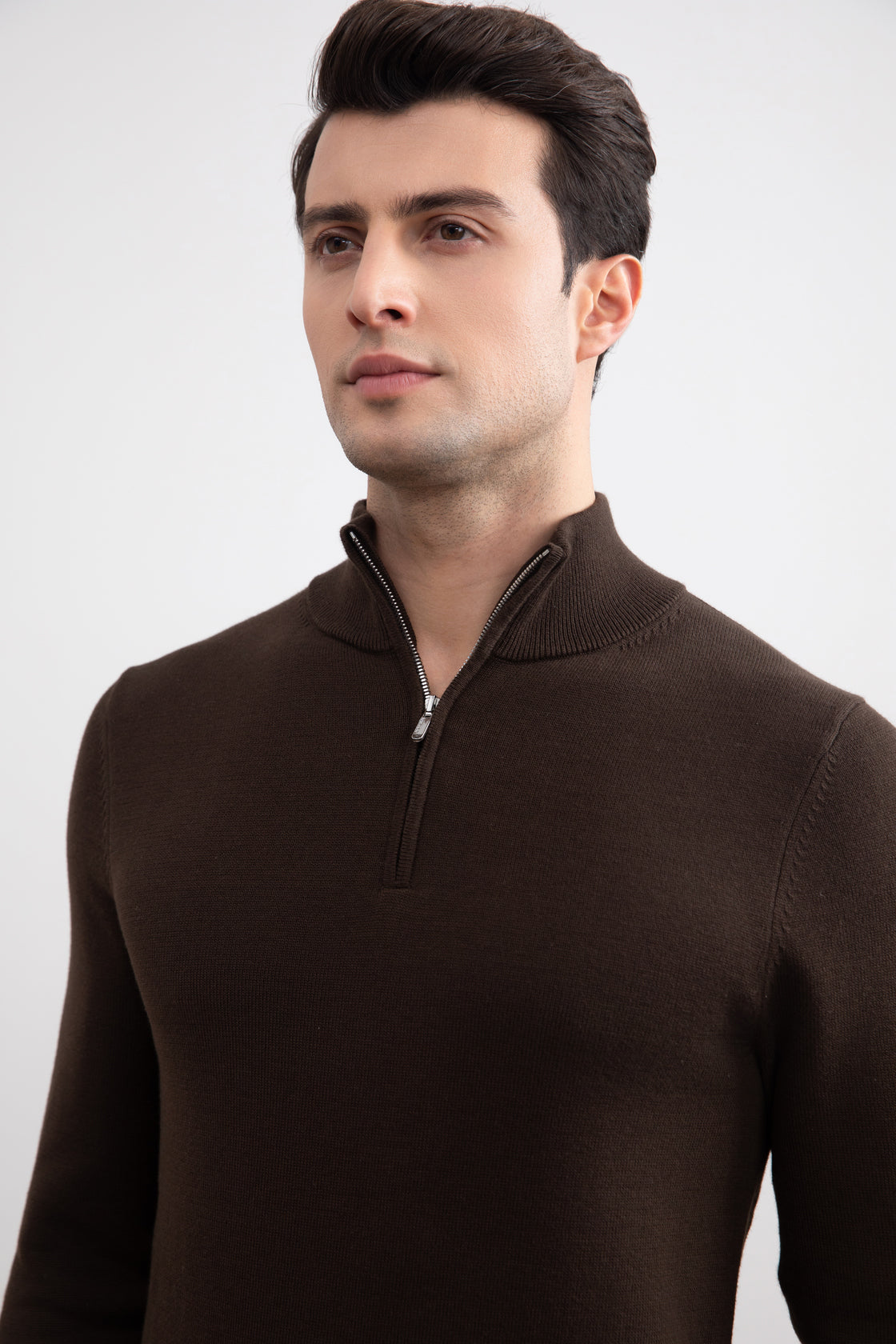 Brown Half-Zip Sweater