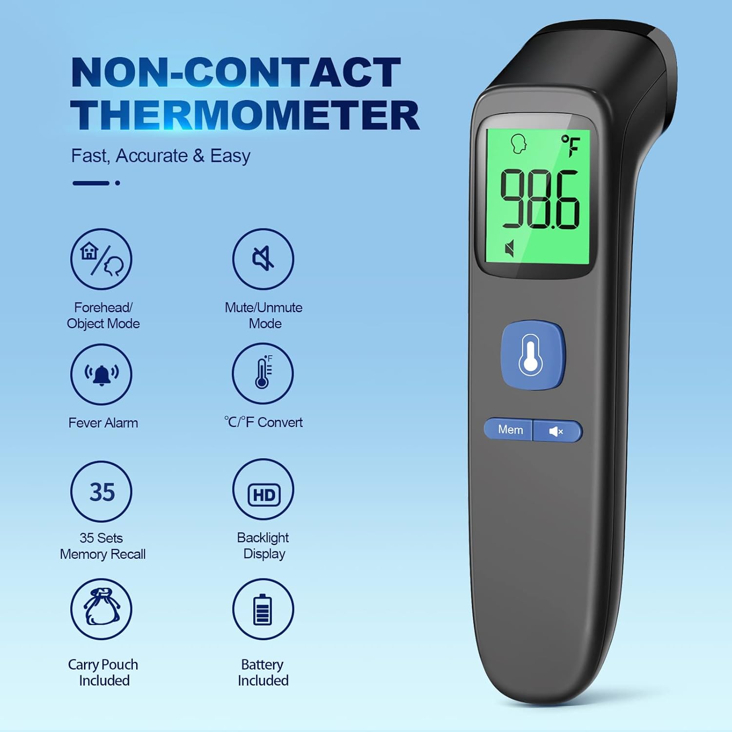 No-Touch Infrared Thermometer – Fast, Accurate & Hygienic Temperature Check
