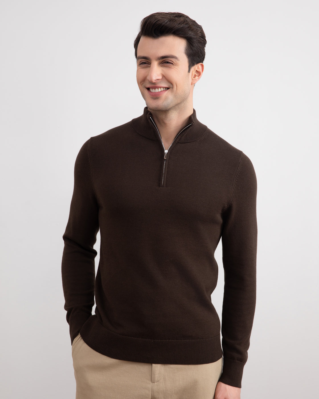 Brown Half-Zip Sweater