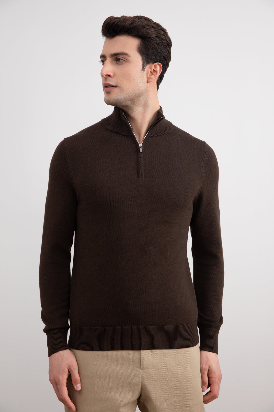 Brown Half-Zip Sweater